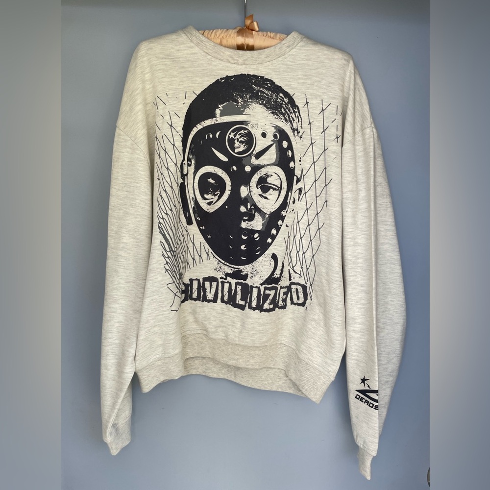 Civilized Deadstars Graphic Crewneck Sweatshirt NWT Medium Light Grey